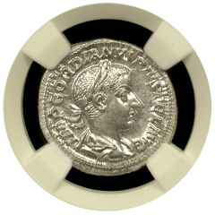 Roman Gordian III Silver Denarius NGC Mint State - Obverse